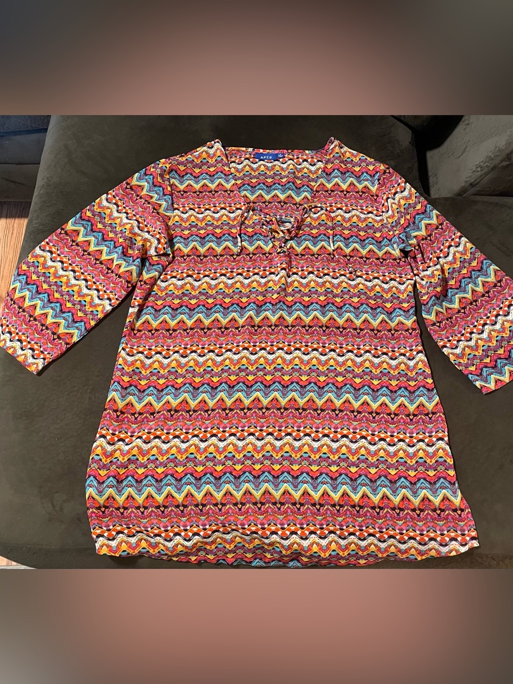 Women’s Apt. 9 Multicolor Chevron Print Top in Turquoise, Pink & Yellow